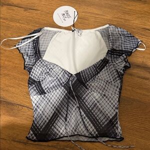 Princess Polly Monochrome Plaid Blouse